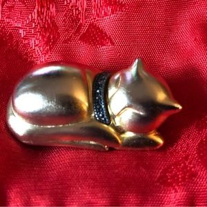 Vintage Judith Jack - Sleeping Kitty w/ Sterling Marcasite Collar…(signed)